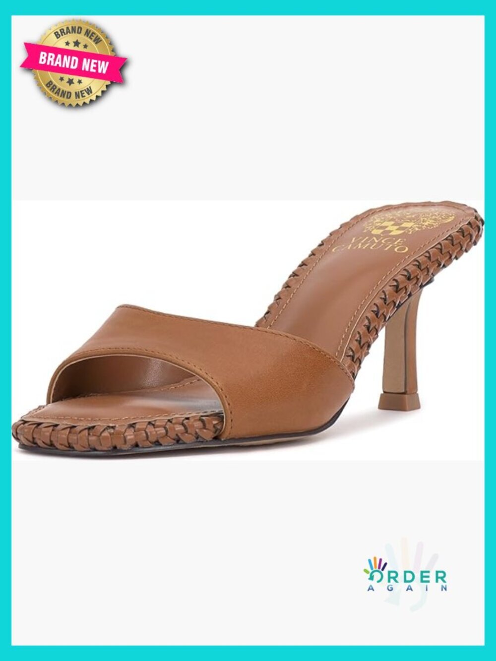 Stitched Mule Sandals Stiletto Heel Open Toe Dressy Lightweight Leather Ankle